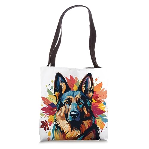 German Shepherd Leaves Colorful Tote Bag