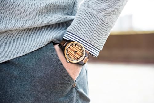 UMIPHIMAT Personalized Engraved Wooden Watches - Custom Anniversary Birthday Wood Watches for Men Husband Boyfriend Dad Him Son