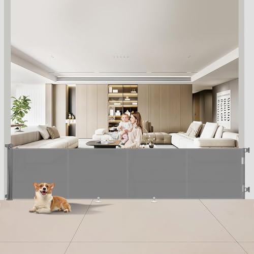 Barrière de Sécurité Rétractable 5M, Barrière Securite pour Escaliers, Couloirs et Portes, Utilisation Intérieure et Extérieure