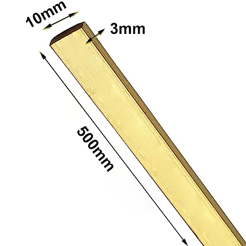 COYOUCO Brass Flat Bar, 3Mm Thickness 500Mm Length,Brass Flat Bar Stock, Solid Plate Mill Stock,10mm