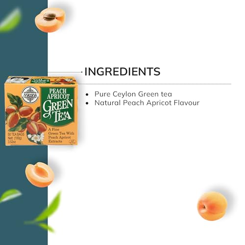 Image of Mlesna Peach Apricot Green Tea 100g | 50 Foil-Wrapped Tea Bags | Pure Ceylon Green Tea | Rich in Antioxidant | Imported from Sri Lanka