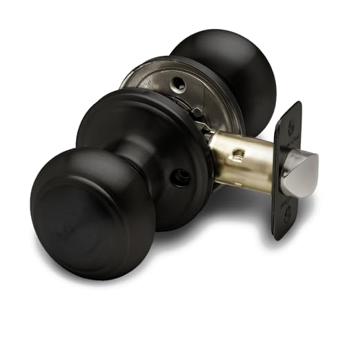 Copper Creek Colonial Dummy Interior Door Knob – ANSI Grade-3 Certified, Modern Heavy Duty Handle, Easy Install and Reversible for French Doors and Closets, Non Turning – Matte Black (1 Pack)
