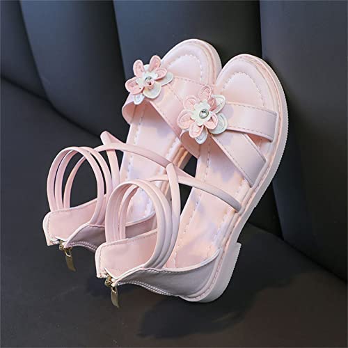 Girls Toddler Floral Roman Sandals Summer Flat Open Toe Ankle Sandals With Heel Zipper Butterfly Flower Glitter Cute Princess Jelly Sandals2