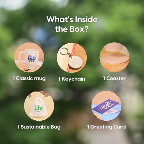 Image of Eha Earth- Friendly Best Boss Ever Mugs for Coffee | Gift Items for Boss | Birthday Gift for Men | Gifts for Sister | Set of 1 | 300 ml | Coffee Mug | Made with Rice Husk| Sand Castle