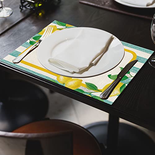 Botb Lihm Summer Placemat Set Of 4 Letter Lemon Table Mats Table Decorations 12X18Inch #TOP2