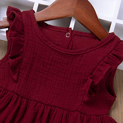 BILIKEYU Baby Toddler Girls Dress Ruffle Sleeveless Crewneck High Waist A-line Flowy Swing Dresses for Kids 03