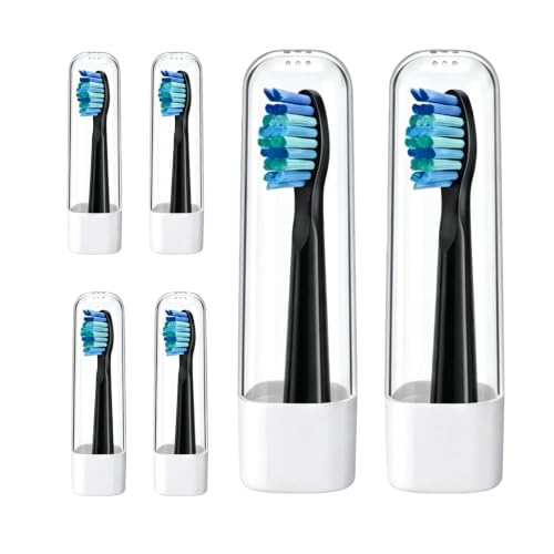 Image of Replacement Brush Heads with Clear Protective Caps, Compatible with Seago SG 575,507B,551,958,908,909,917,610,659,719,910,548 Sonic Electric Toothbrushes
