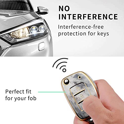 Image of Keycare TPU Key Cover Compatible for: Creta, Venue, i20 N line, Aura, Xcent, Active i20, Elite i20 flip Key (Non Push Button Start Models) (Marble Finish)