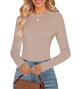 MEROKEETY Women's 2024 Long Sleeve Pullover Sweater Crew Neck Ribbed Slim Fitted Fall Knit Jumper...