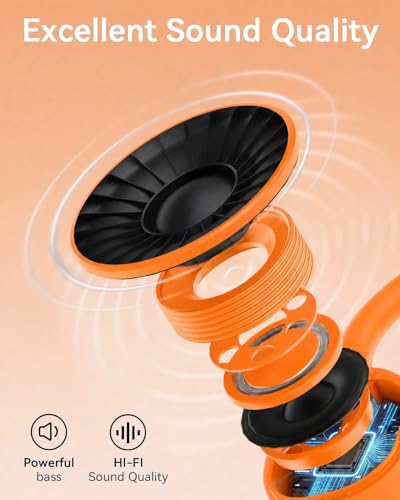 Image of SANOTO Bone Conduction Headphones Bluetooth Open Ear Headphones, Lightweight Bone Conduction Earbuds IPX5 Waterproof Sport Wireless Earphones for Running Cycling Workout (Orange) | Lightweight Bone Conduction Earbuds IPX5 Waterproof Sport Wireless Earphones for Running Cycling Workout