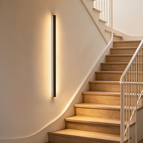 Aplique LED de salón interior negro de 100 cm con luz cálida up down de 34W 5