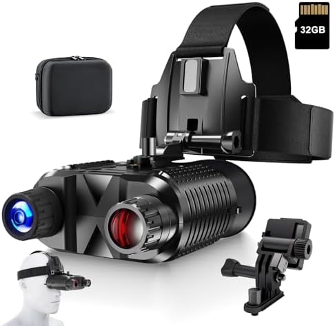 Night Vision Goggles,Rechargeable Night Vision Binoculars for Adults,2.7"Large Screen can Save1080P Video and12M Photo,Compatible with Fast MICH Helmet,Include 32GB SD Card &night vision goggles mount