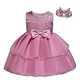 NSSMWTTC Flower Girls Dress Wedding Baby Birthday Party Frocks Christmas Event Baptism Prom Toddler Dresses (CameoBrown 7727,12M)