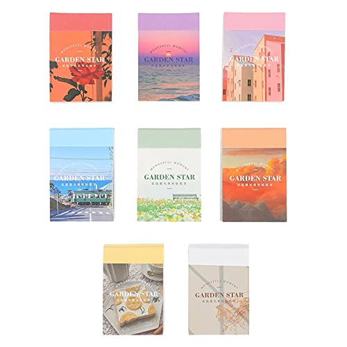 粘着メモパッド 付箋 8セット かわいい ビンテージ ペーパー ステーショナリー ステッカー ギフト パッキング スクラップブッキング アルバム プランナー ジャーナル アート DIY クラフト(Style 1)