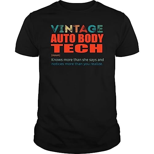 Vintage Auto Body Tech Knows More Than Job Title - Unisex Tee Black