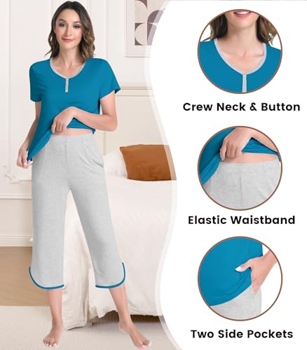 Image of NACHILA Bamboo Viscose Pajamas for Women Pleated Ruffle Tank Top Pjs Set