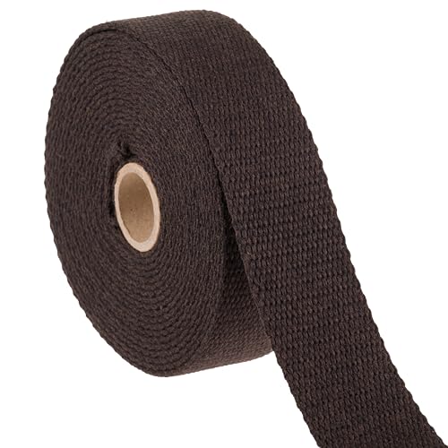 Shelver Heavy Duty Cotton Webbing Strap, 1 or 1.5 Inches and Colours, 5m (Brown, 38mm), 38mm / 5 Metres