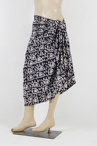 HAPPY BAY Men's Batik Beach Holidays Cover Up Summer Long Sarong Wrap Beachwear Vacation Dashiki Cover-Up Lava Lava for Men One Size Navy, Hearts3