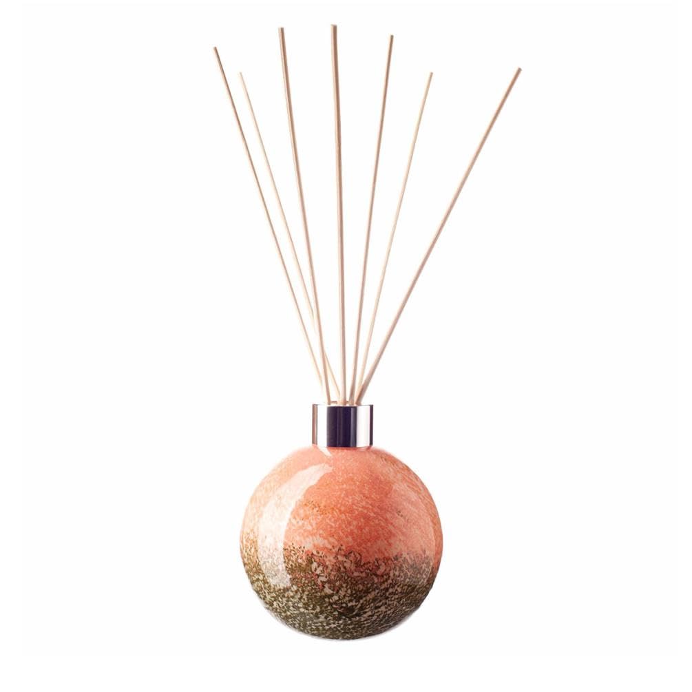Amelia Art Glass Pastel Pink And Green Ombre Reed Diffuser Sphere In (Evergreen Blush)
