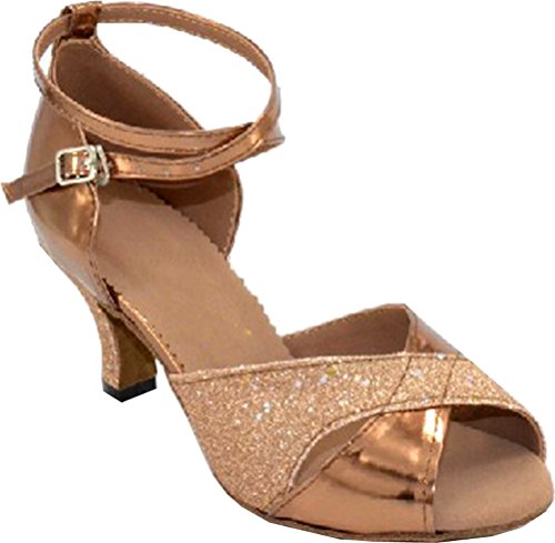 Chaussures de danse latine en daim marron avec bride cheville | Confort premium