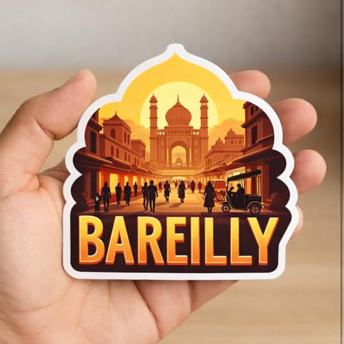 Image of Naxon Bareilly City Theme Souvenir Wooden Fridge Magnet | Alakhnath Temple & City Landmark Design 3x3 Inch Refrigerator Magnet for Kitchen & Home Decor | Travel Gift from Bareilly | Pack of 1