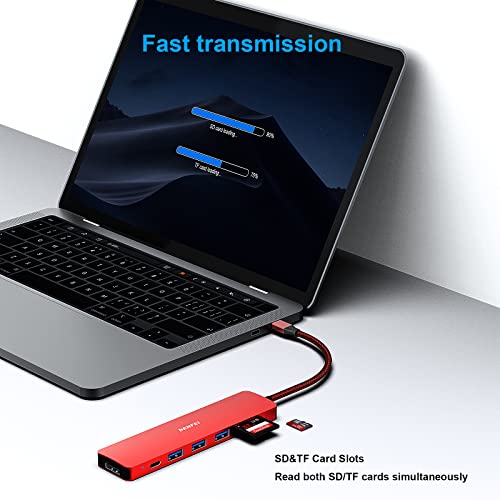 BENFEI HUB USB C 7 en 1, Adaptador Hub USB-C Multipuerto con USB-C a HDMI, USB-C a Lector de Tarjetas SD/TF/3*USB 3.0/60W Power Delivery, Compatible para MacBook Pro/Air 2023/2022/2021/2020 - imagen 5