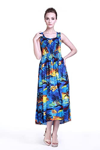 Image of Hawaii Hangover Family Matching Hawaiian Clothes, Sunset Blue | Family matching Hawaiian outfits, Sunset Blue, lightweight rayon, machine washable, tropical print, luaus, cruises