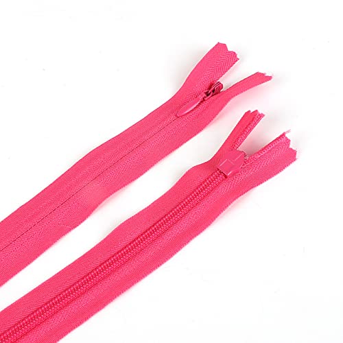 10 piezas 28 cm 35 cm 40 cm 50 cm 55 cm 60 cm Bobina de nailon Cremalleras sastres Canalización artesanía artesanía costura DIY ropa accesorios rosa rojo Longitud 55 cm