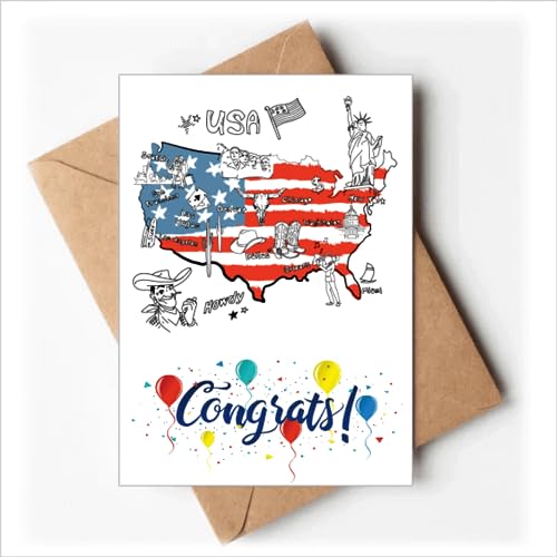 Cartes de félicitations mariage Amérique Liberté avec enveloppes de vœux