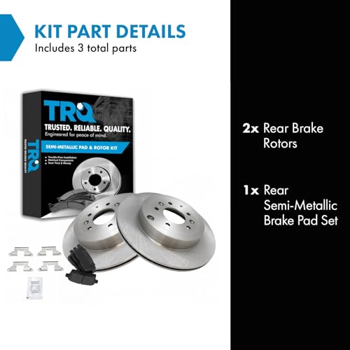 Image of TRQ Rear Brake Pad and Rotor Set Semi Metallic Vented Rotors | For 2007-2015 Mazda CX-9