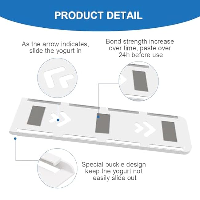 Sophico Yogurt Organizer for Fridge, 4 Capacity Yogurt Sliders for Refrigerator, Yogurt Holder with Adhesive Tapes for 3.75 Inch In Diameter Yogurt, Greek and Vegan Yogurt (White,2 Pack)