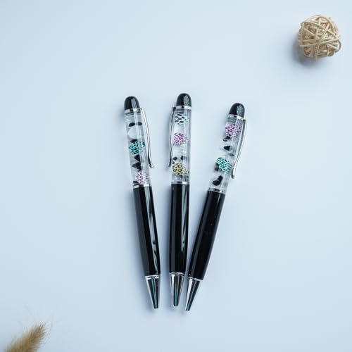 Image of Leopard Heart Ballpoint Pen Unique Floating Glitter Stationery Perfect Valentines Birthday Party Favor Gifts(Black)