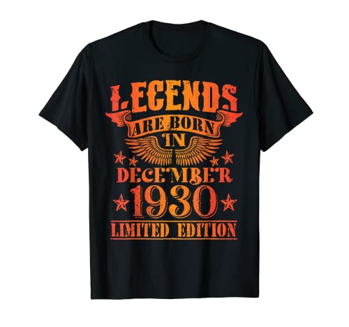Cumpleaños Diciembre 1930 Edición Limitada Regalo Vintage Camiseta