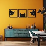 Black Cats Wall Decor, Unique wall art, Cat Lover Wall Decor, 3 Black Cute Cats wall art, Interior Geometric Design, Cat Lovers gift, Cat decor, Livingroom gifts