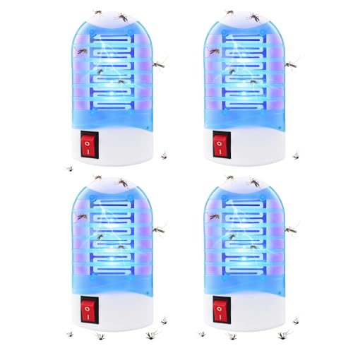 HASAIKA® Lámpara Antimosquitos Electrico, trampas para Mosquitos con lámparas UV, Paquete de 4 Unidades para Uso en Interiores, Segura para el hogar, dormitorios, cocinas y oficinas