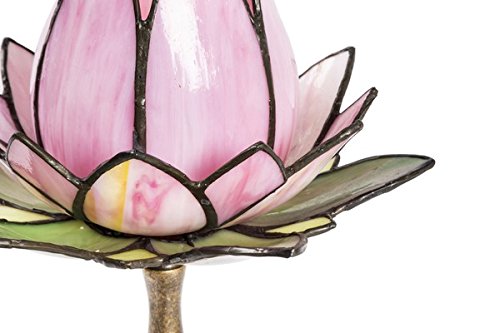 Lampada da tavolo Tiffany fior di loto rosa