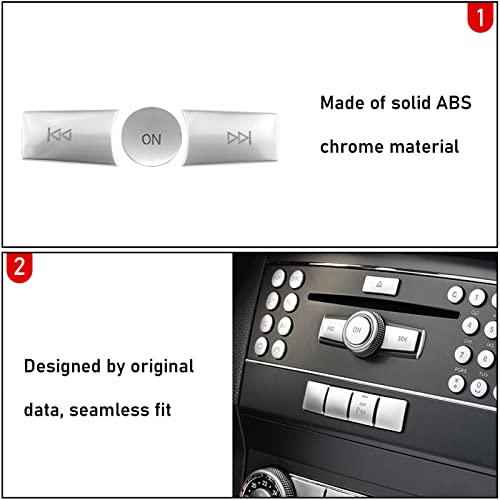 Jaronx Compatible with Mercedes Benz Radio Button Cover Stickers, Radio ON Forward Back X204/W204 Volume Button Cover Sticker for C-Class W204 2008-2011,GLK X204 2010-2012