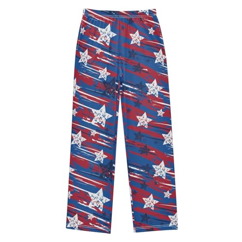 Boys' Pants American Flag Blue Red Long Bottoms Jogger Pants Elastic Waist Trousers with Pockets S-XL