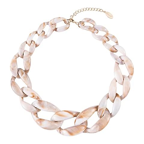 Bocar Statement Chunky Fashion Acrylic Beads Choker Chain Necklace for Women Gifts (NK-10510-Antique White) Cover