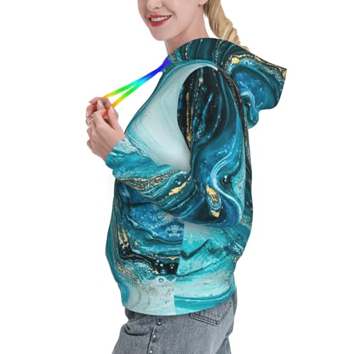 Sweat à capuche marbre turquoise pour vos sorties fraîches d'automne