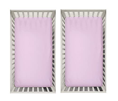 Dudu N Girlie Cotton Mini Cot Bed Fitted Sheets, 50 cm x 100 cm, 2-Piece, Pink