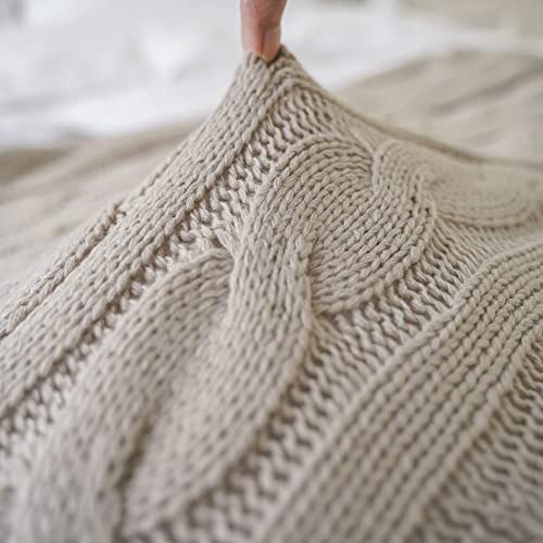 Battilo Khaki Throw Blanket For Couch, Soft Cozy Cable Knit Blanket, Lightweight Decorative Throw For Sofa Chair Bed, 50"X60" #TOP6