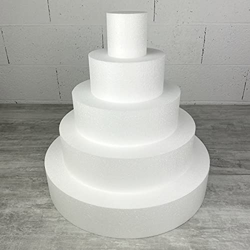 Lealoo Pièce montée en Polystyrène, Base diam. 50 cm, 5 étages, Haut. Totale 50 cm, Wedding Cake Mariage