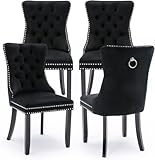 SoarTalent Sillas de Comedor Tapizadas en Terciopelo, Negro