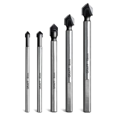 5-PCS Masonry Drill Bits Set — Drill Bits for Tiles, Ceramics, Porcelain, Glass, Plastic, Wood, Mirrors, Bricks — Professional Carbide Drill Bit Tip — GRAFF Cover
