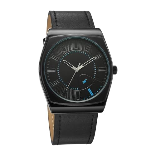 Image of Fastrack Stunners XI with Quartz Analog Black Dial Black Leather Strap Watch for Men - 38212NL01