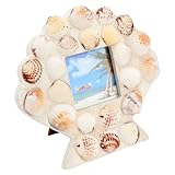 Decoración de la mesa del comedor: muestre sus fotos favoritas en este hermoso marco cubierto con una variedad de conchas marinas.