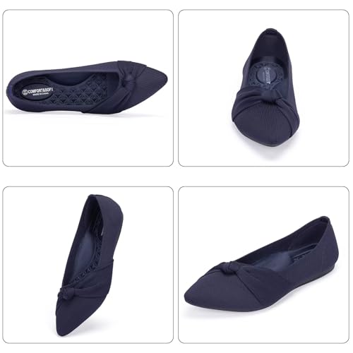 Image of Frank Mully Womens Pointed Toe Flats Knit Dress Shoes Comfort Women Shoes Softable