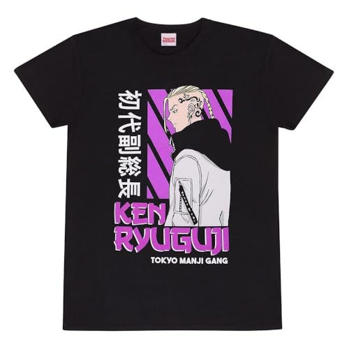 Tokyo Revengers Ken Ryuguiji Hombre Camiseta Negro L 100% algodón Regular