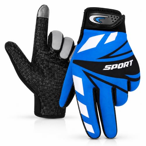 Image of Leosportz Summer UV Protection Gloves for Men & Women | Touchscreen Cycling Gloves with Anti-Slip Palm Grip | Breathable Cooling Riding Gloves for Bike, Motorcycle, Hiking & Outdoor Sports (Blue)